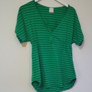 Ella Moss Emerald Striped Short Sleeve Top